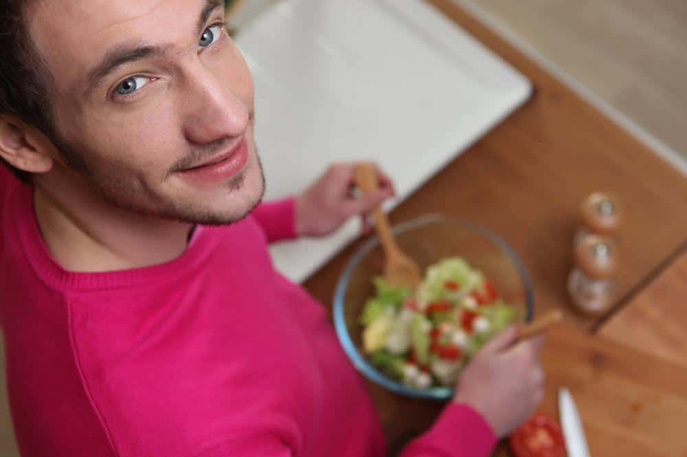 man eating healthy food